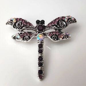 DRAGONFLY Brooch Colorful Gem Loaded Quality Simulated Gemstones